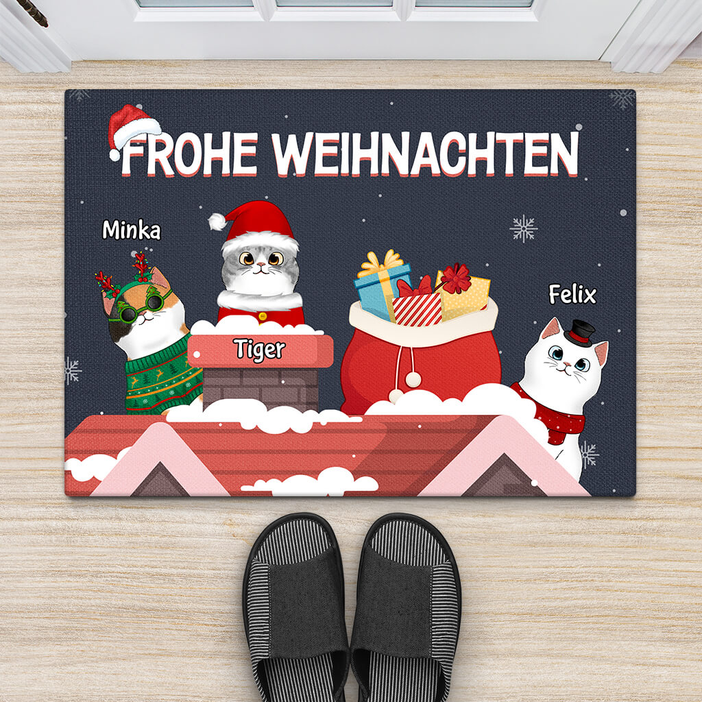 1394DGE2 personalisierte frohe weihnachten katzen fussmatte
