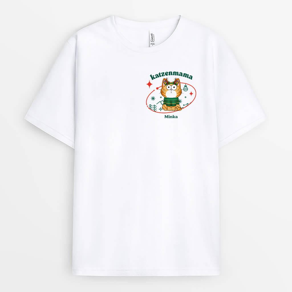 Katzenmama Katzenpapa Liebevolle Weihnachten - Personalisiertes Geschenk | T-shirt für Katzenliebhaber