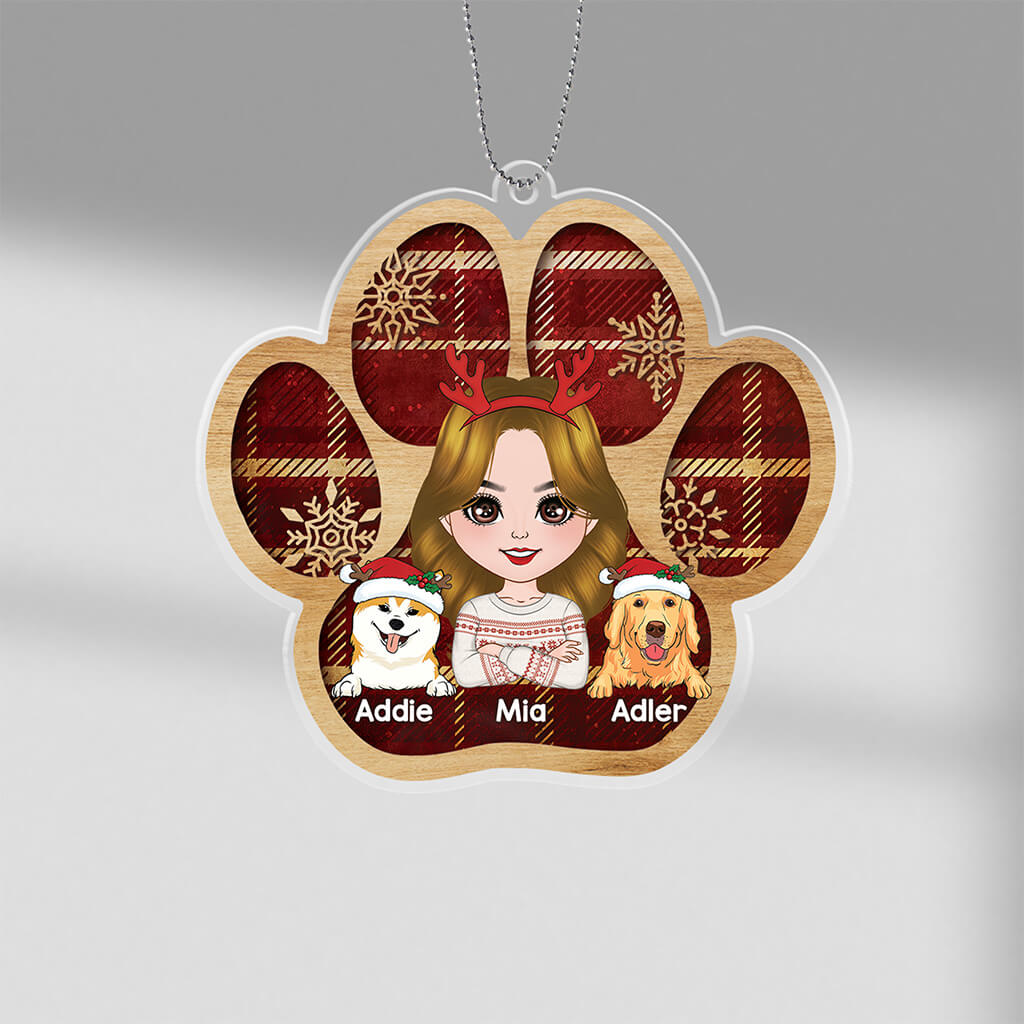 Hundemama Hundepapa Pfotenabdruck Weihnachten - Personalisiertes Geschenk | Ornament für Hundeliebhaber