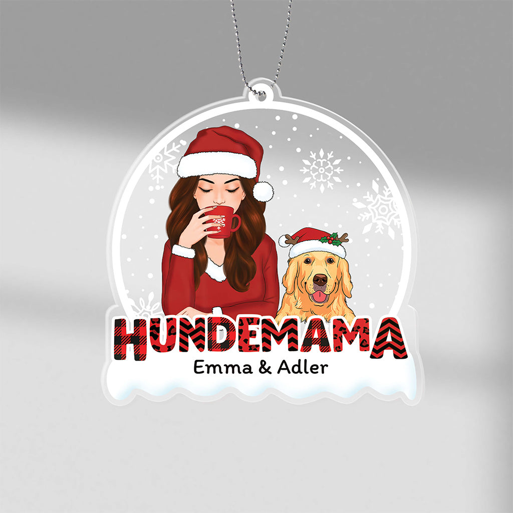 Hundemama Rotes Muster Weihnachten - Personalisiertes Geschenk | Ornament für Hundeliebhaber
