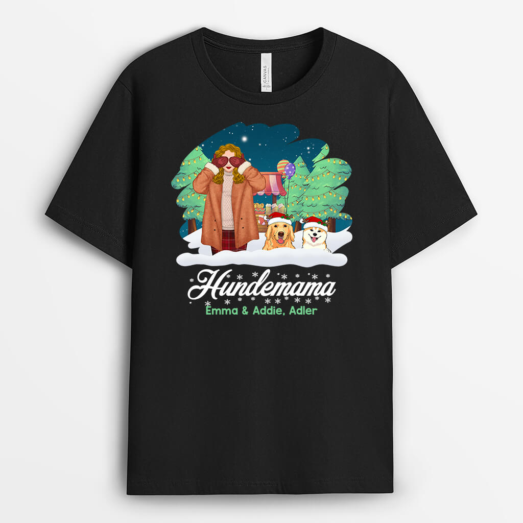 Hundemama Im Wald Weihnachten - Personalisiertes Geschenk | T-shirt für Hundeliebhaber
