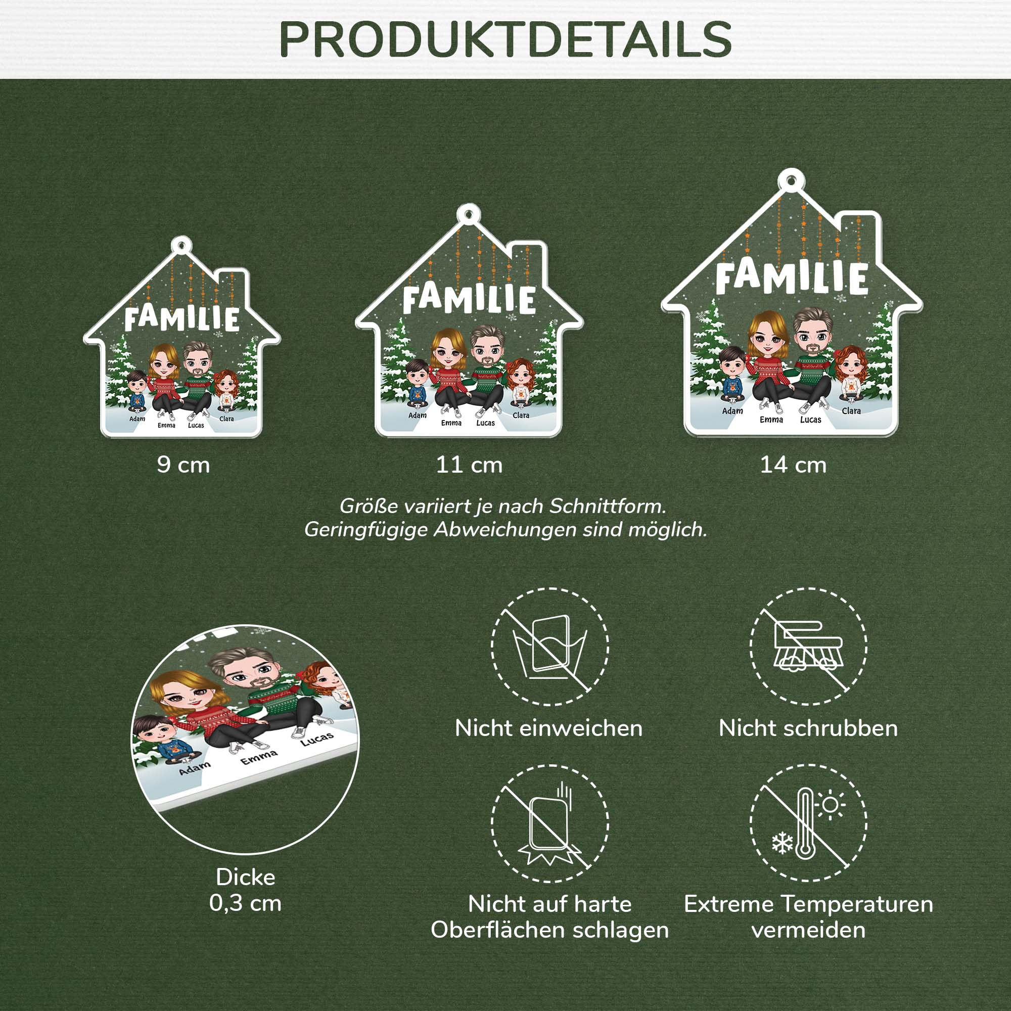 1415OGE3 personalisiertes die familie im wald weihnachten ornament