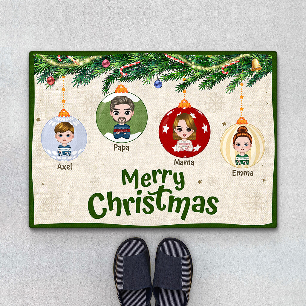 Die Familie Zu Weihnachten - Personalisiertes Geschenk | Fußmatte für die Familie
