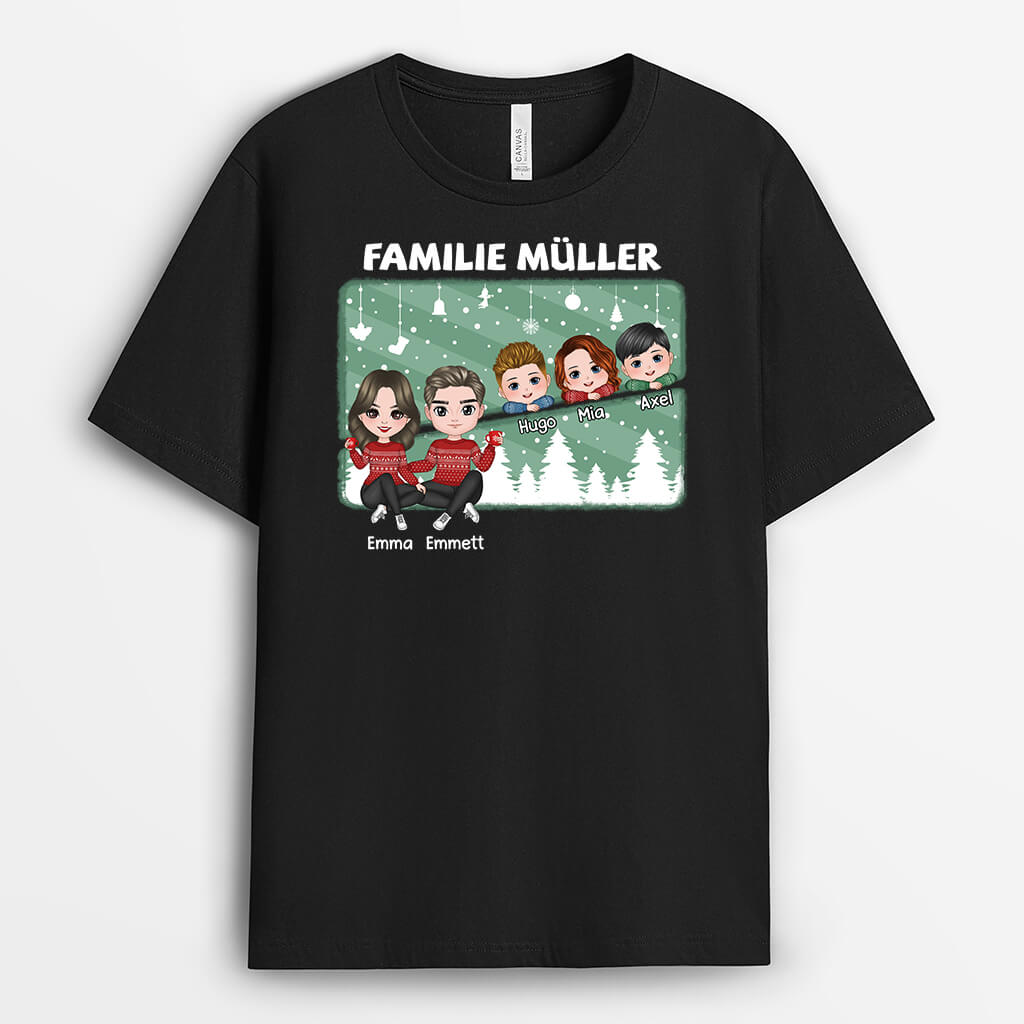 Die Familie Zu Weihnachten - Personalisiertes Geschenk | T-shirt für die Familie