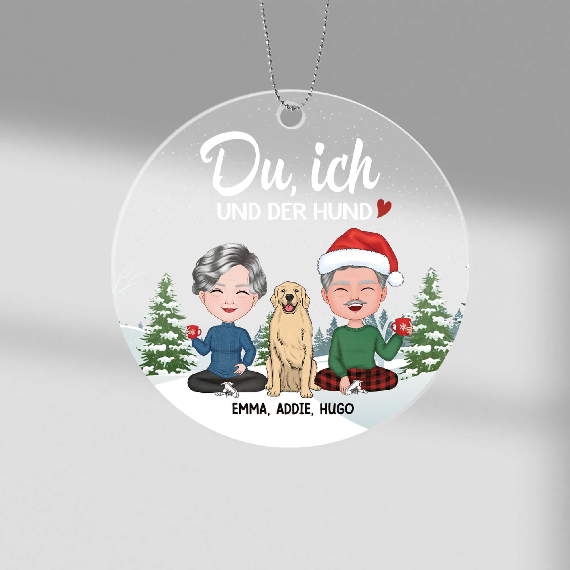 Du Ich Und Unser Hund Weihnachten - Personalisiertes Geschenk | Ornament für Hundeliebhaber