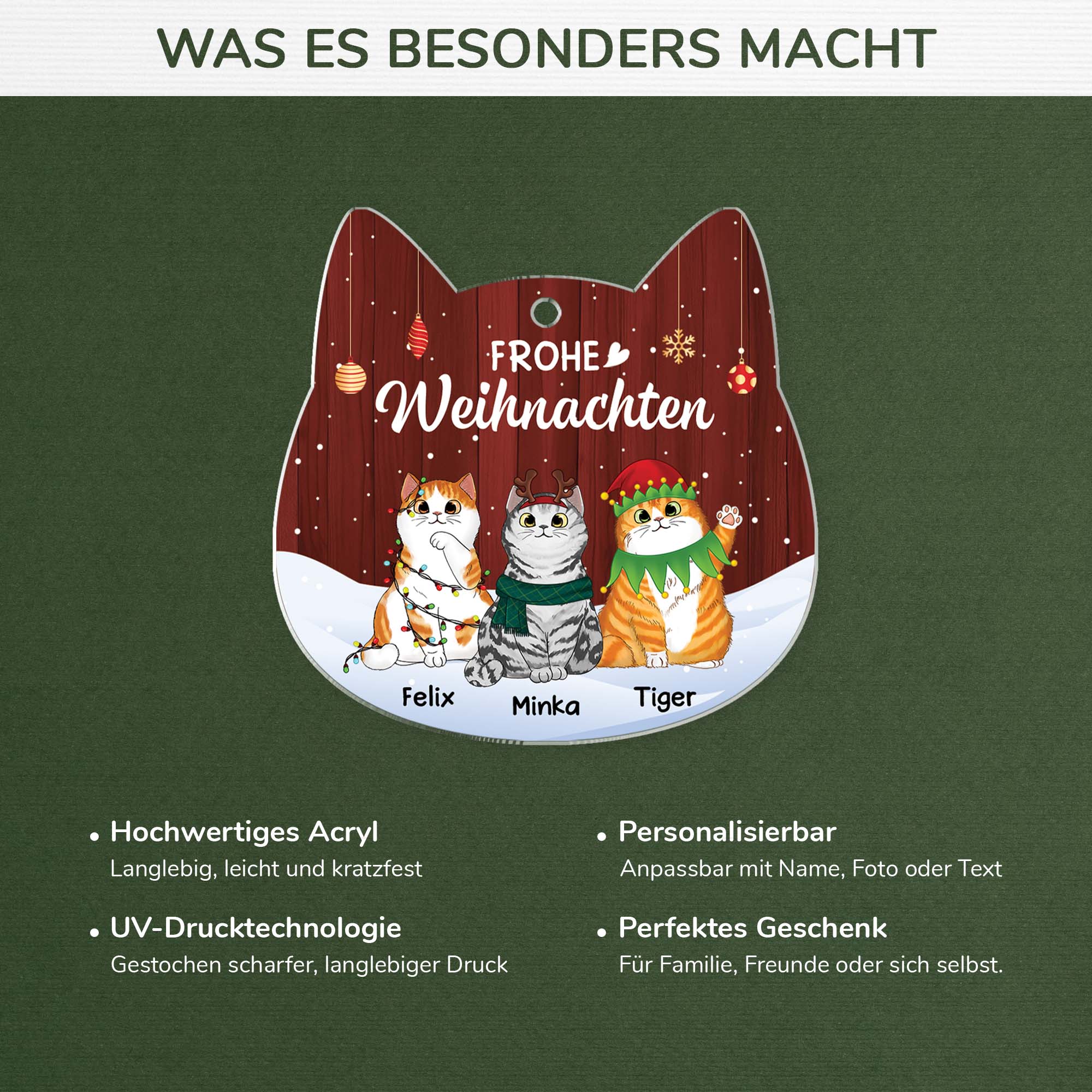 1425OGE4 personalisiertes schnurrige weihnachten ornament