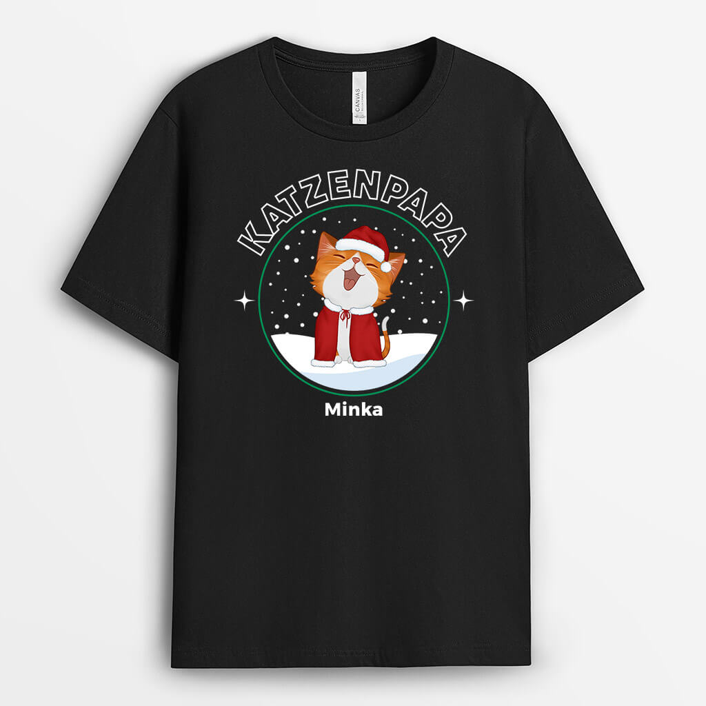 Katzenpapa Katzenmama Im Schnee Weihnachten - Personalisiertes Geschenk | T-shirt für Katzenliebhaber