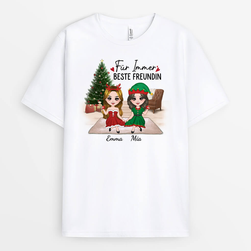 Für Immer Schwestern Zu Weihnachten - Personalisiertes Geschenk | T-shirt für Schwestern