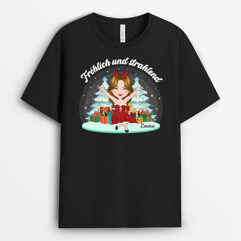 Fröhlich Und Strahlend Weihnachten - Personalisiertes Geschenk | T-shirt für Frauen
