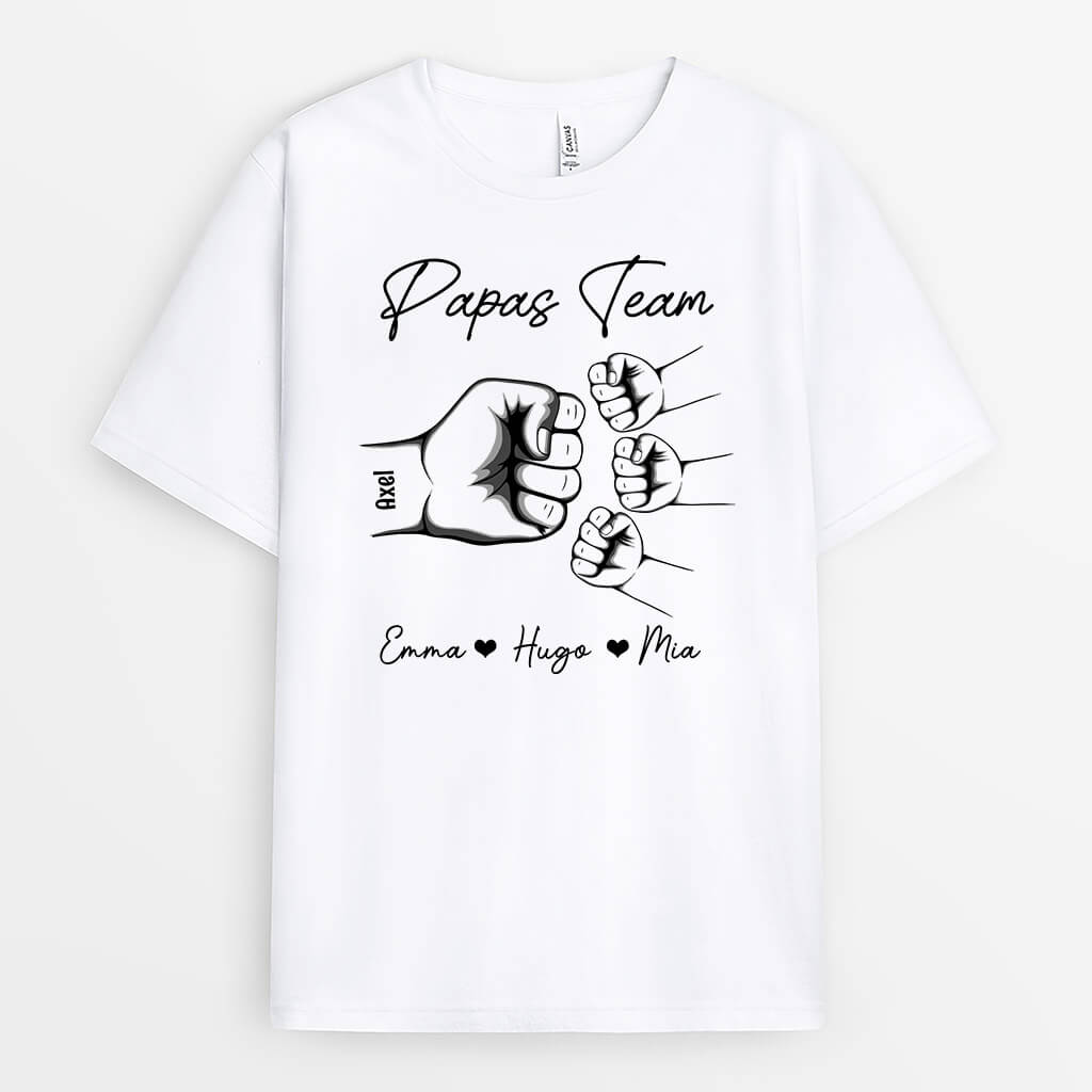 Papas Team Mit Faust - Personalisiertes Geschenk | T-shirt für Papas
