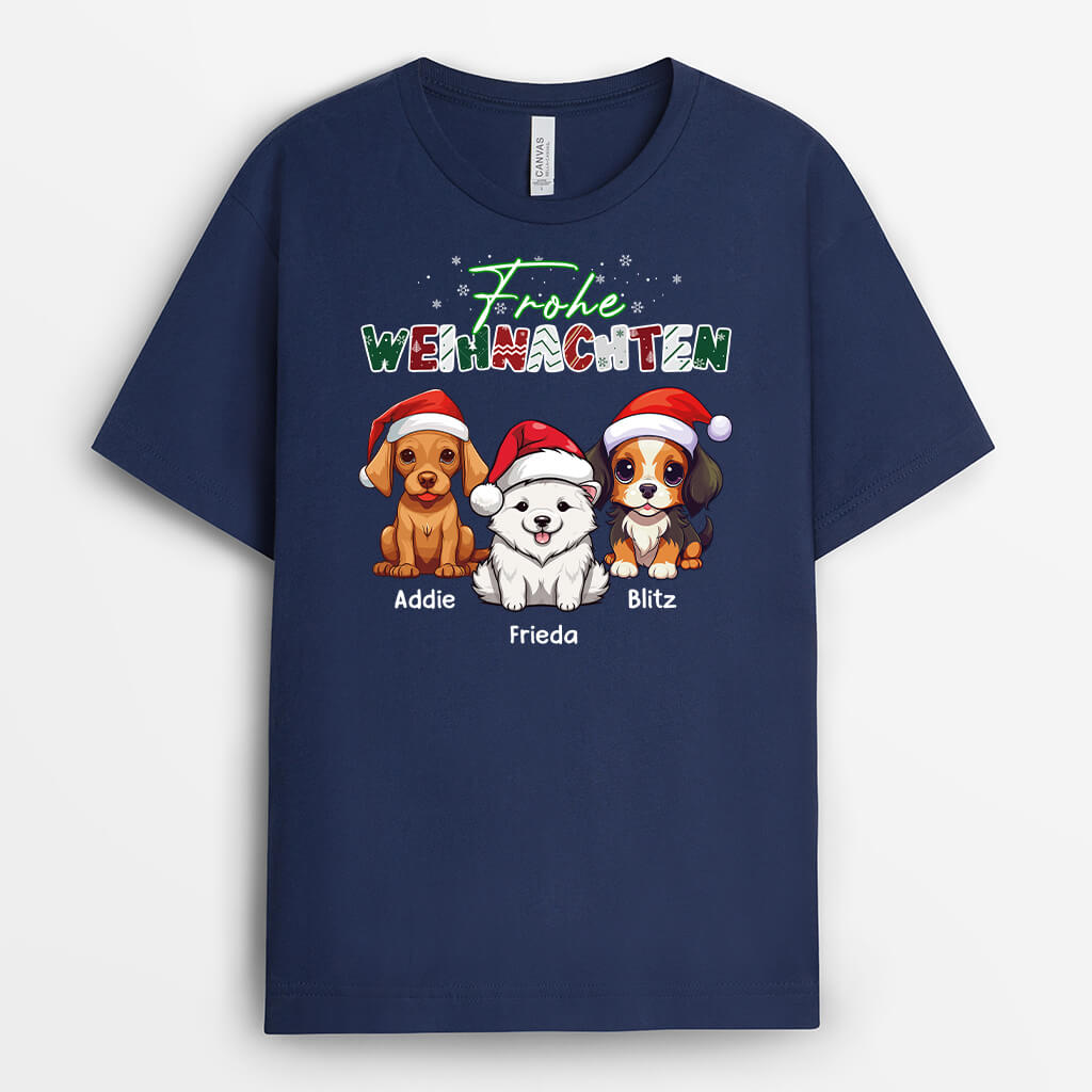 Frohe Wau Wau Weihnachten Mit Hunden - Personalisiertes Geschenk | T-shirt für Hundeliebhaber