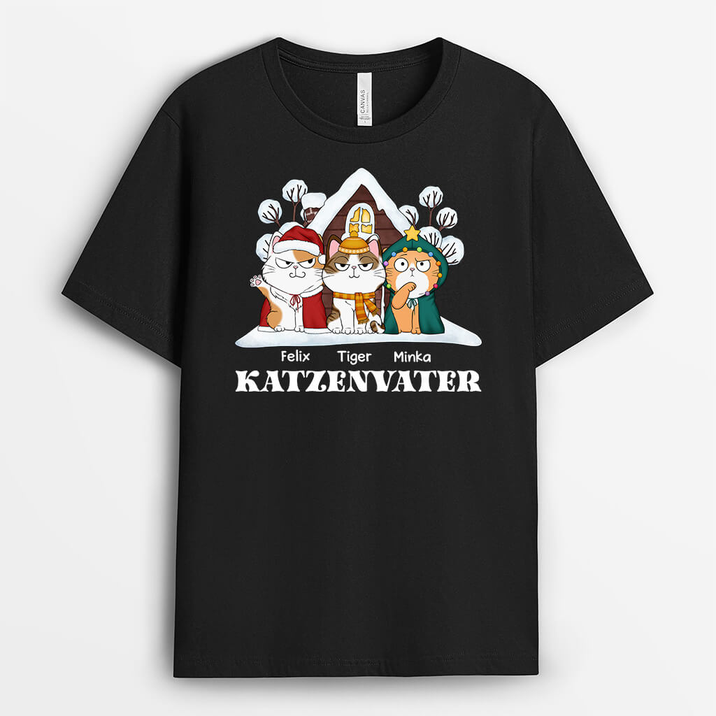 Katzenmama Katzenpapa Mit Süßen Katzen Zu Weihnachten - Personalisiertes Geschenk | T-shirt für Katzenliebhaber