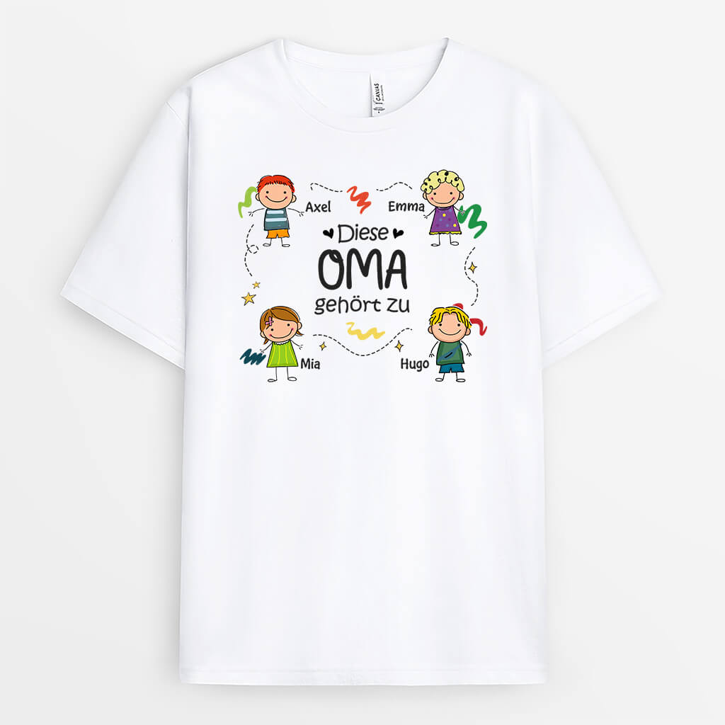 Diese Oma Gehört Zu Mit Kinder Muster - Personalisiertes Geschenk | T-shirt für Omas