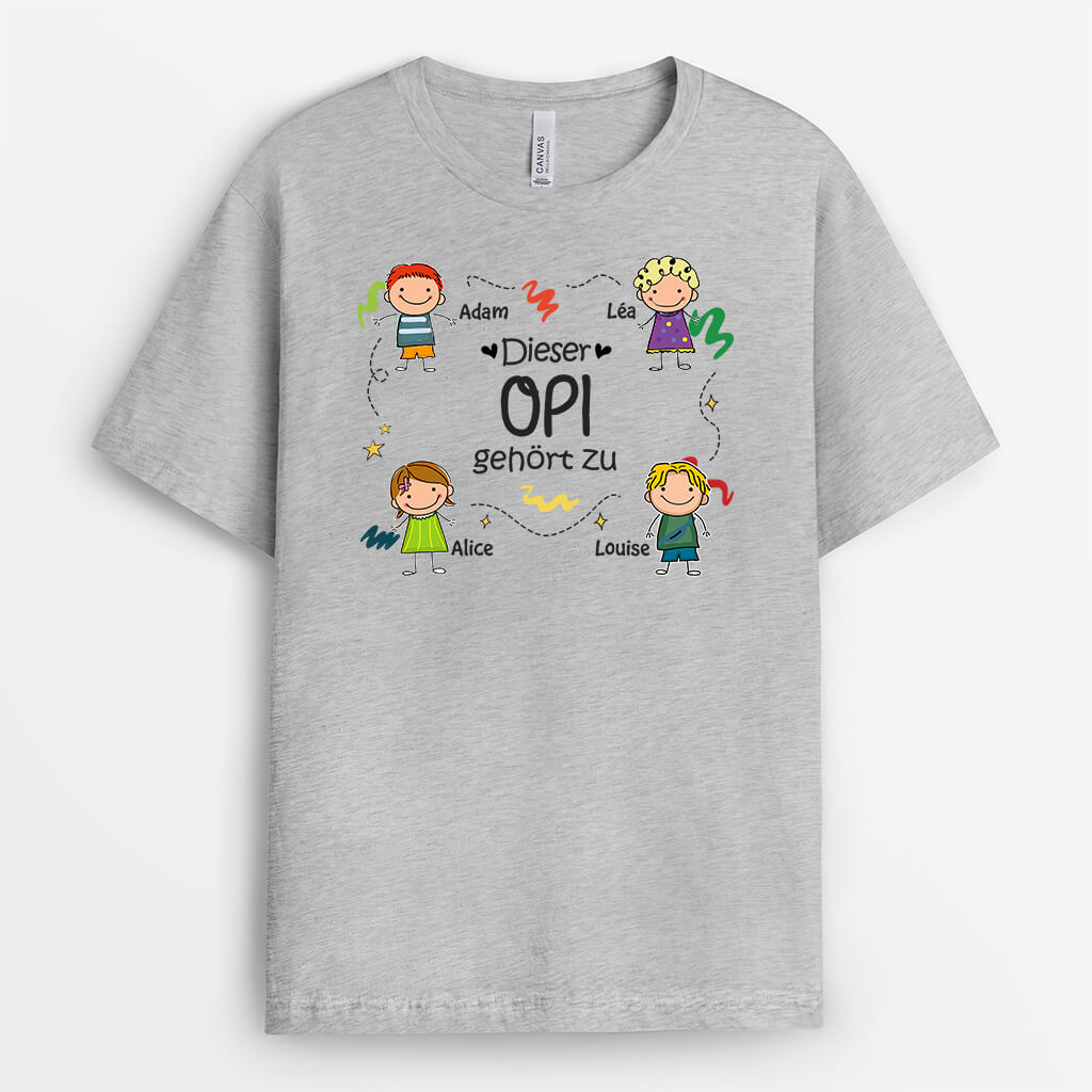 Dieser Opa Gehört Zu Mit Kinder Muster - Personalisiertes Geschenk | T-shirt für Opas