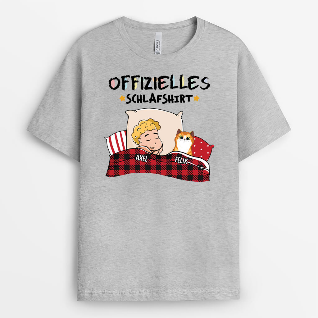 1484AGE1 personalisiertes offizielles schlafshirt mit katzen t shirt