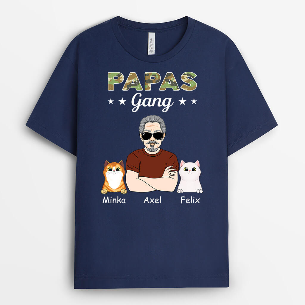 Papas Coole Katzenbande - Personalisiertes Geschenk | T-shirt für Katzenliebhaber