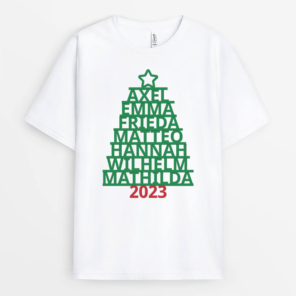 Familien Weihnachtsbaum - Personalisiertes Geschenk | T-shirt für die Familie