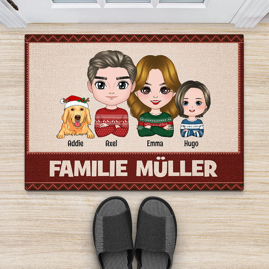 1494DGE2 personalisierte die familie zu weihnachten fussmatte
