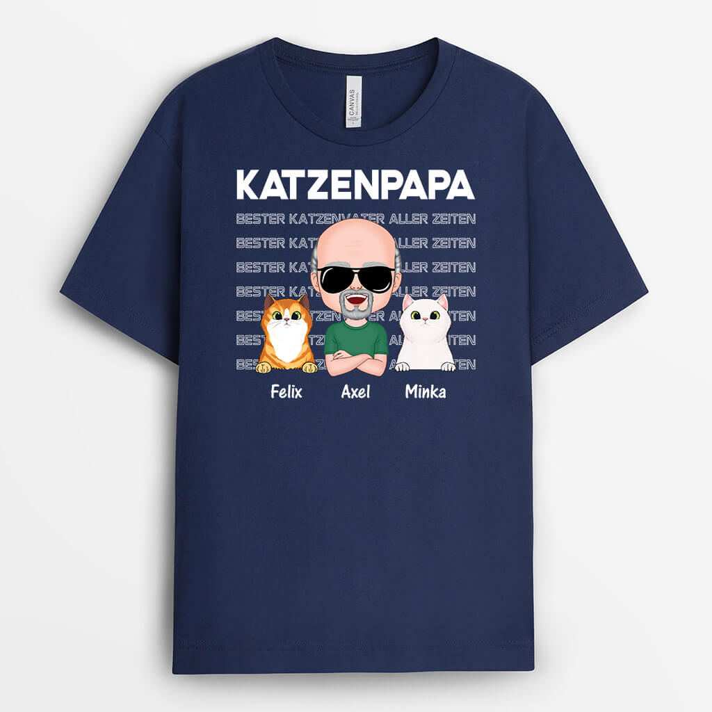 Cooler Katzenpapa - Personalisiertes Geschenk | T-shirt für Katzenliebhaber