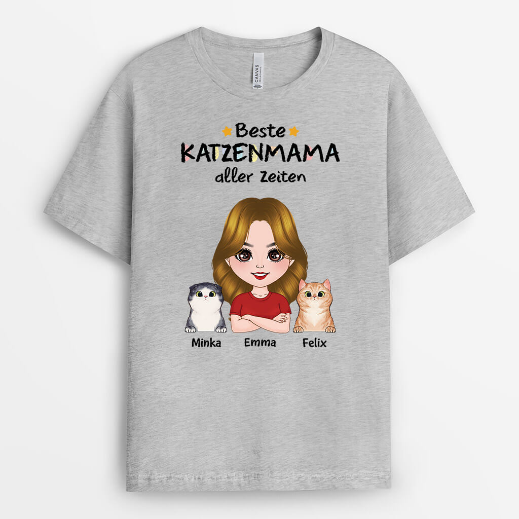 Beste Katzenmama Der Welt - Personalisiertes Geschenk | T-shirt für Katzenliebhaber