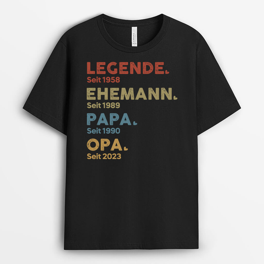1503AGE1 personalisiertes legende ehemann papa opa seit t shirt