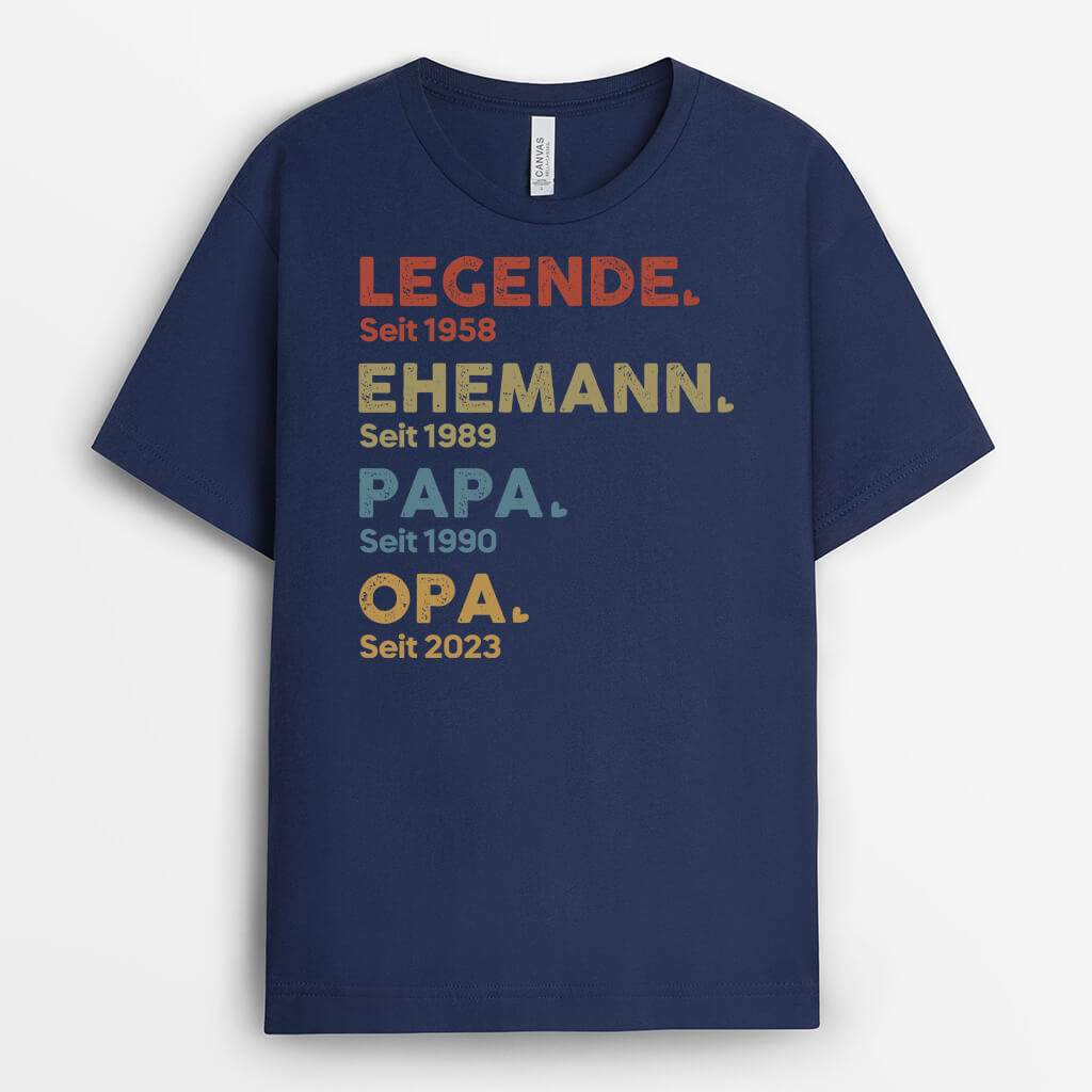 1503AGE2 personalisiertes legende ehemann papa opa seit t shirt