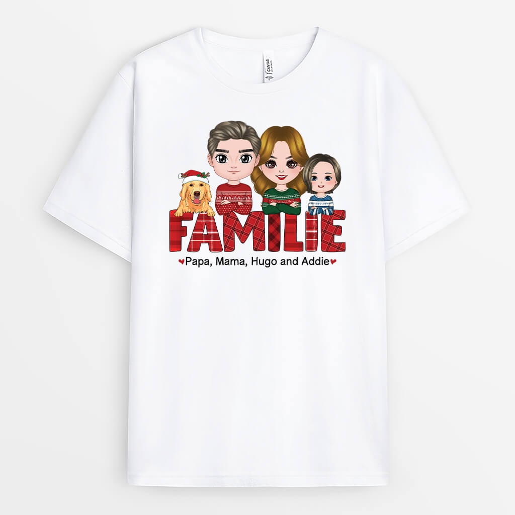 Die Familie Zu Weihnachten - Personalisiertes Geschenk | T-shirt für die Familie