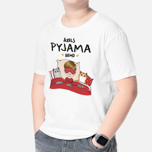 1529AGE2 personalisiertes pyjama hemd mit katze kinder t shirt