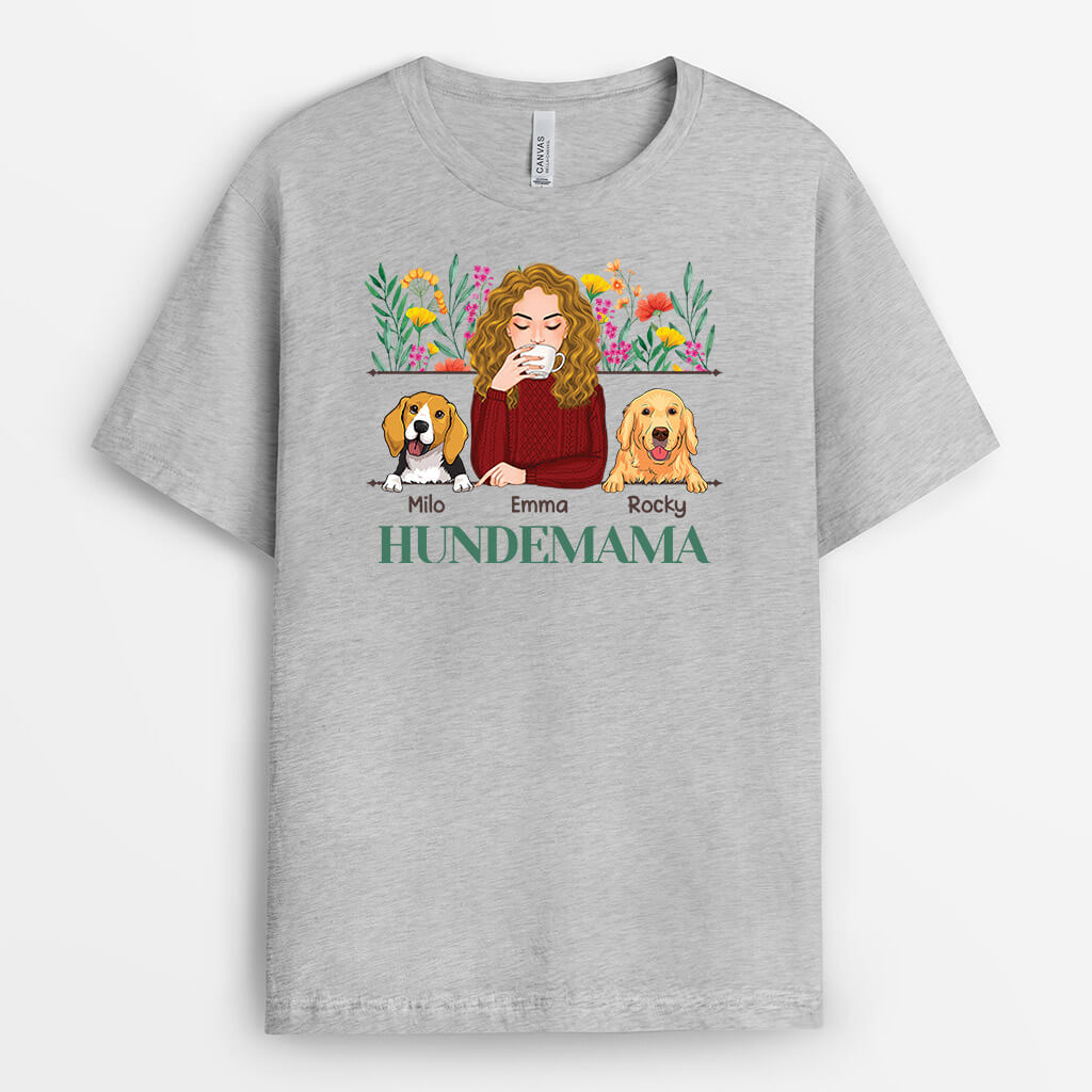 Hundemama Mit Blumen - Personalisiertes Geschenk | T-shirt für Hundeliebhaber