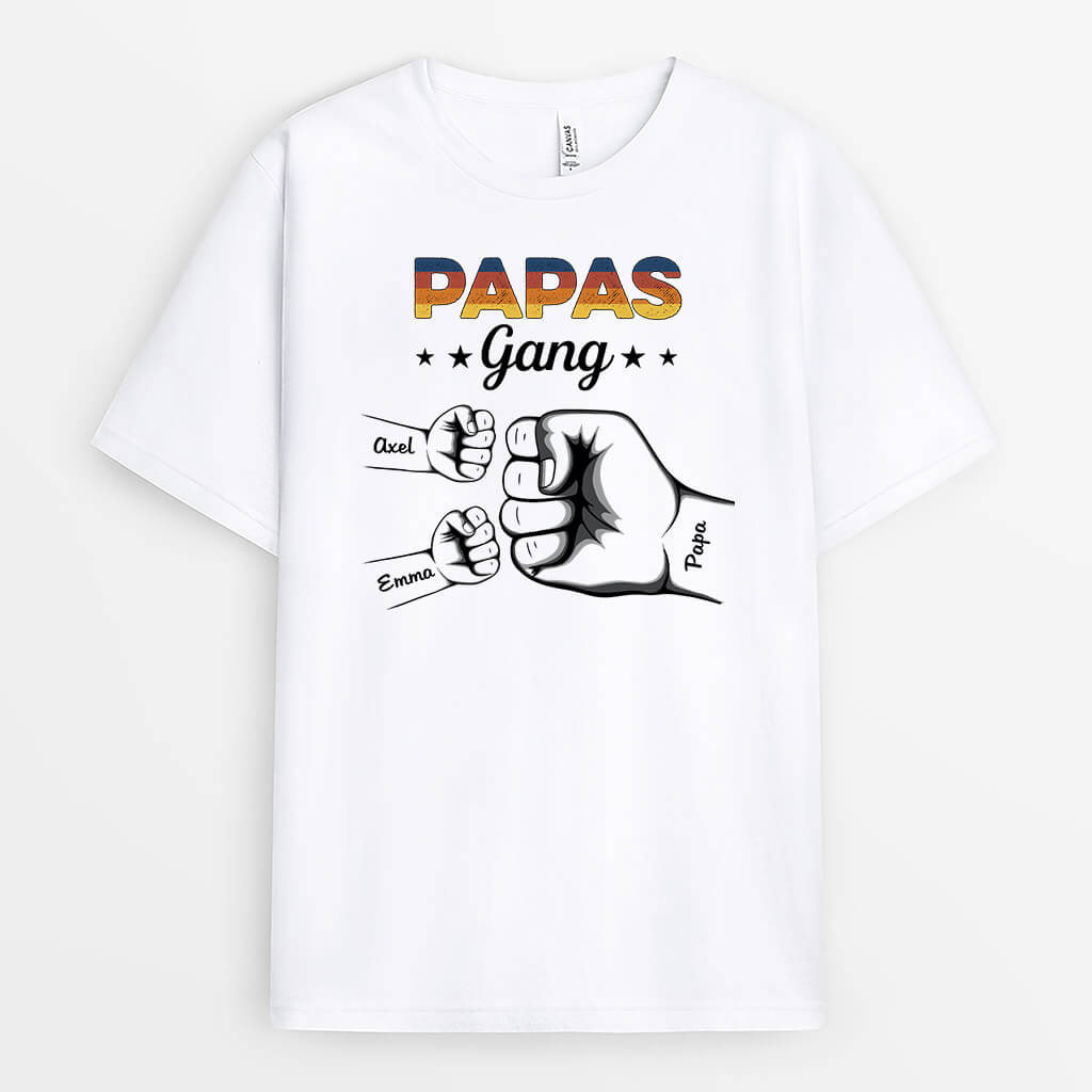 Papas Bande Mit Faust - Personalisiertes Geschenk | T-shirt für Papas