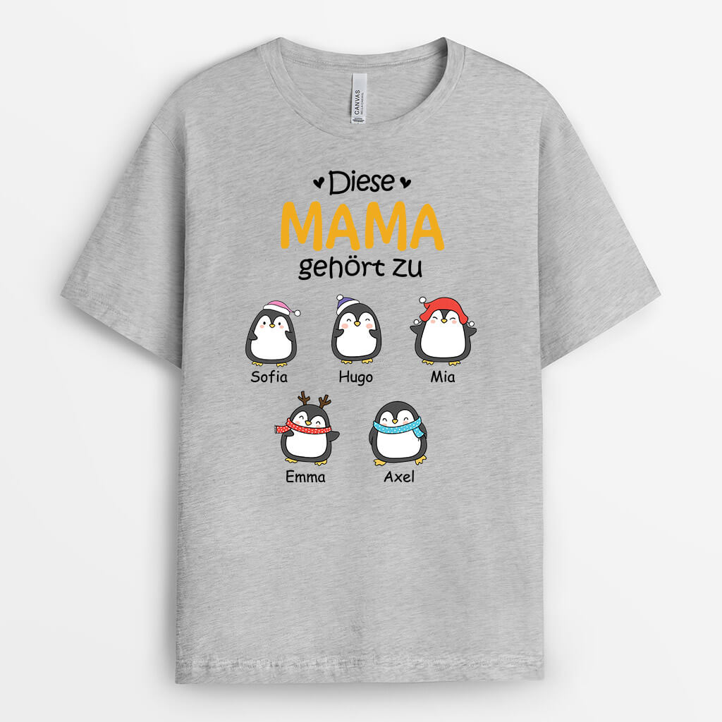 Diese Mama Oma Gehört Zu Mit Pinguine - Personalisiertes Geschenk | T-shirt für Mamas/Omas