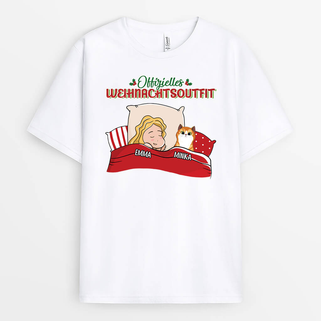 1543AGE2 personalisiertes offizielles weihnachtsoutfit mit katzen t shirt