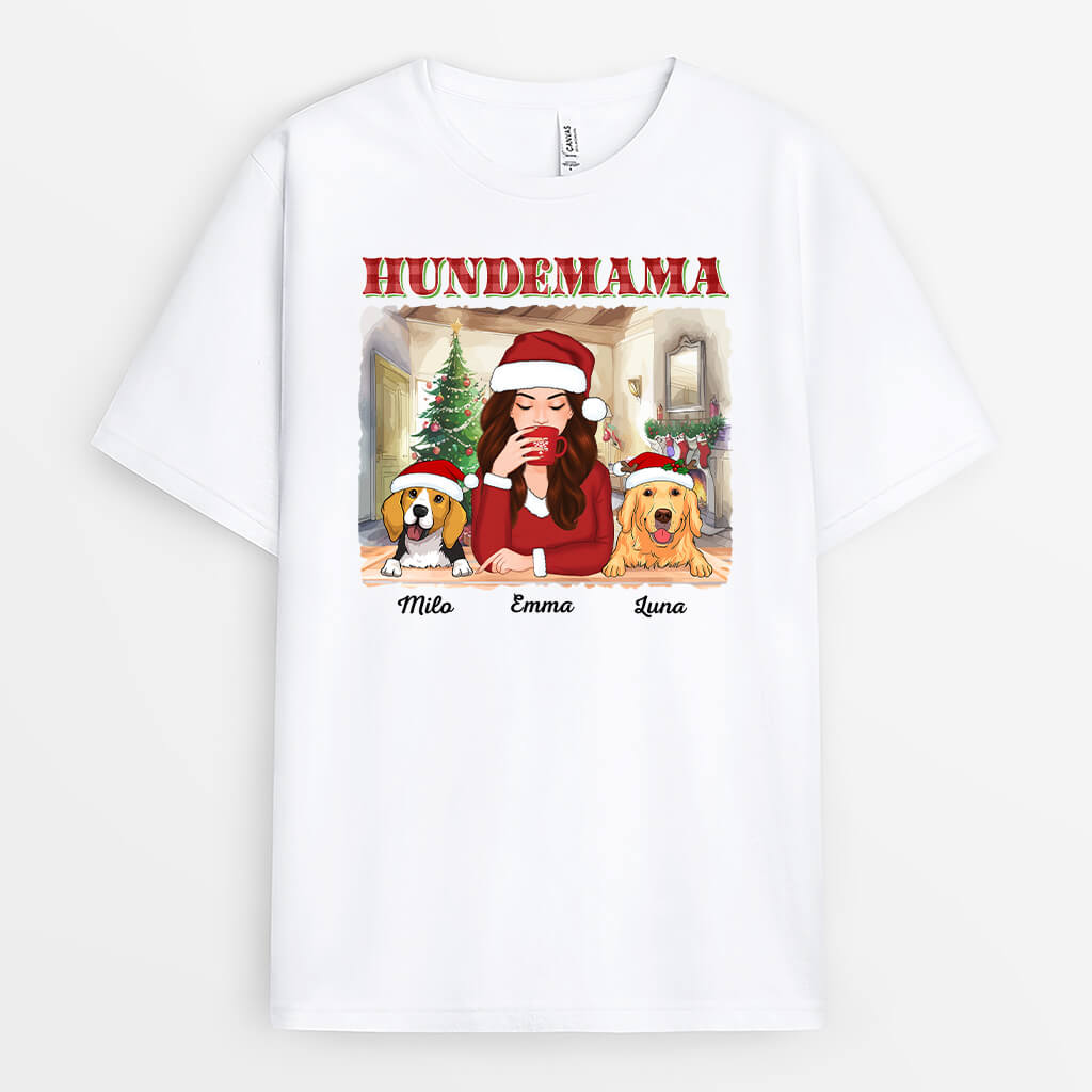 Hundemama Zu Weihnachten - Personalisiertes Geschenk | T-shirt für Hundeliebhaber
