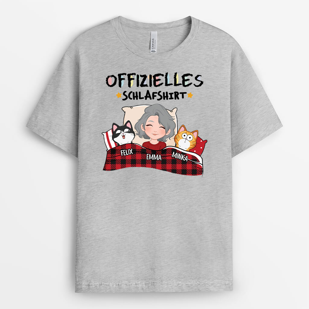 1548AGE2 personalisiertes offizielles schlafshirt mit katzen t shirt