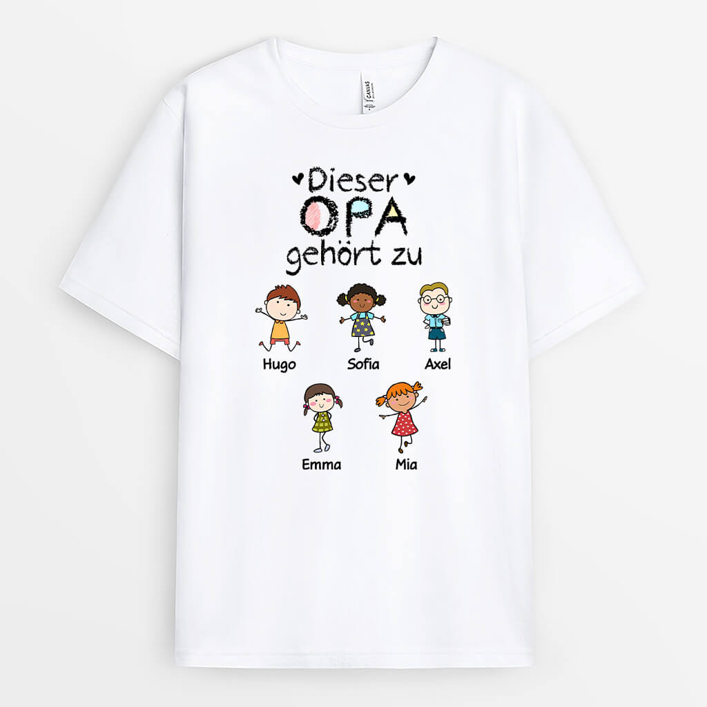 Dieser Papa Opa Gehört Zu - Personalisiertes Geschenk | T-shirt für Papas/Opas