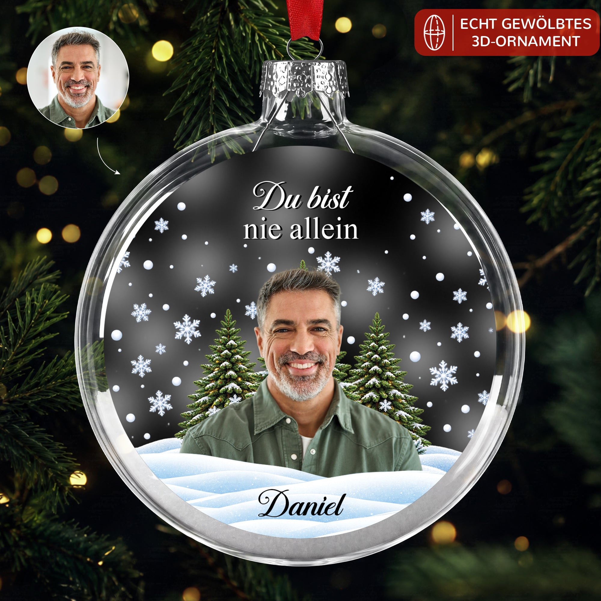 Erstes Weihnachten Ohne Dich - Flacher Glas Weihnachtsschmuck Personal