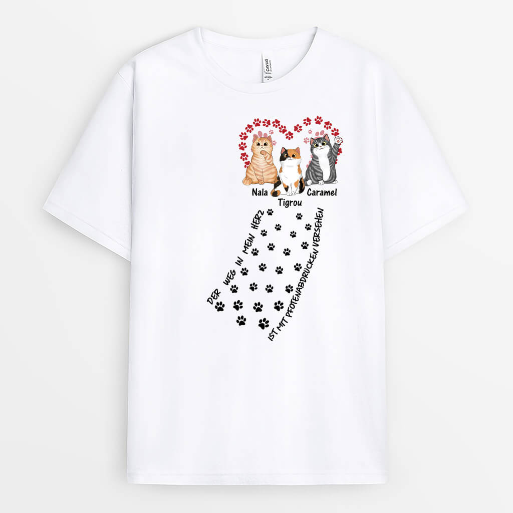 Weg Zu Meinem Herzen Mit Katzen - Personalisiertes Geschenk | T-shirt für Katzenliebhaber