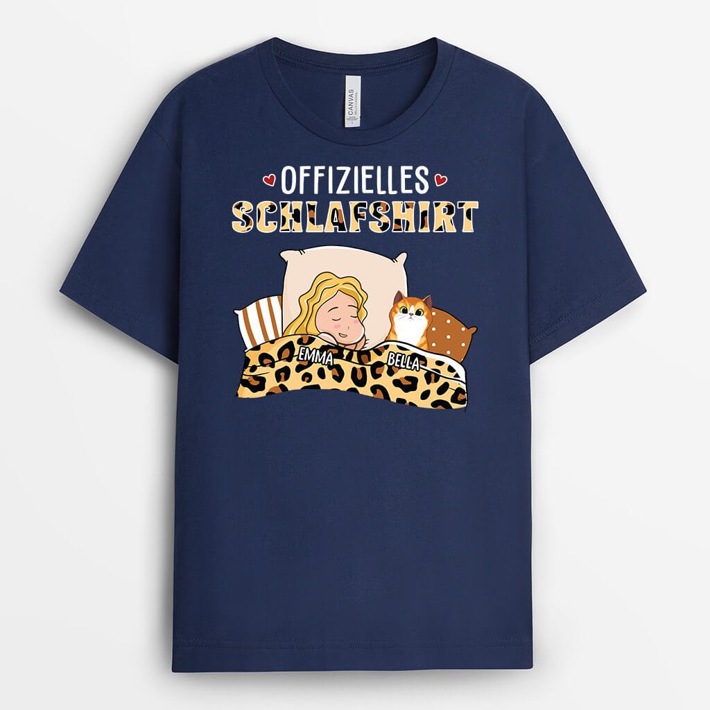 1622AGE2 personalisiertes offizielles schlafshirt mit katzen t shirt