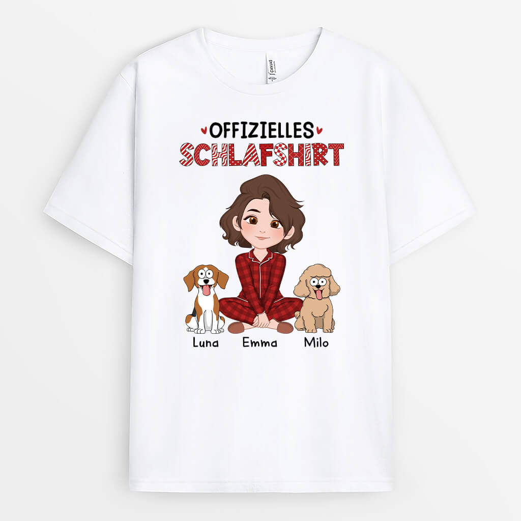 Offizielles Schlafshirt Mit Hunden - Personalisiertes Geschenk | T-shirt für Hundeliebhaber