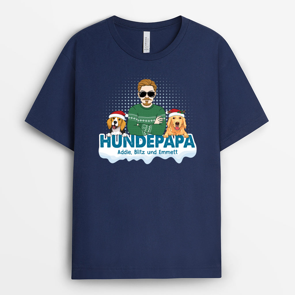 1638AGE2 personalisiertes hundemama hundepapa mit schneeflocken t shirt