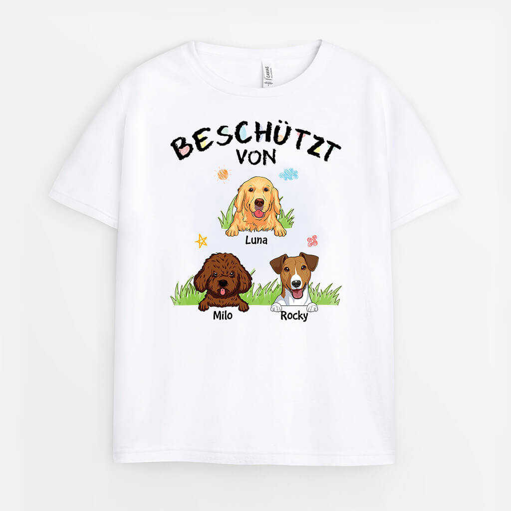 Unter Dem Schutz Von Hunden - Personalisiertes Geschenk | T-shirt für Kinder