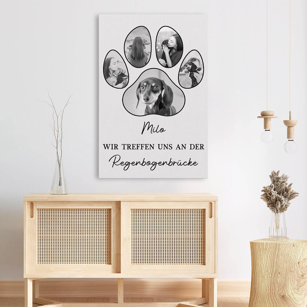 1667CGE3 personalisierte wir treffen uns an der regenbogenbrucke mit hunden leinwand