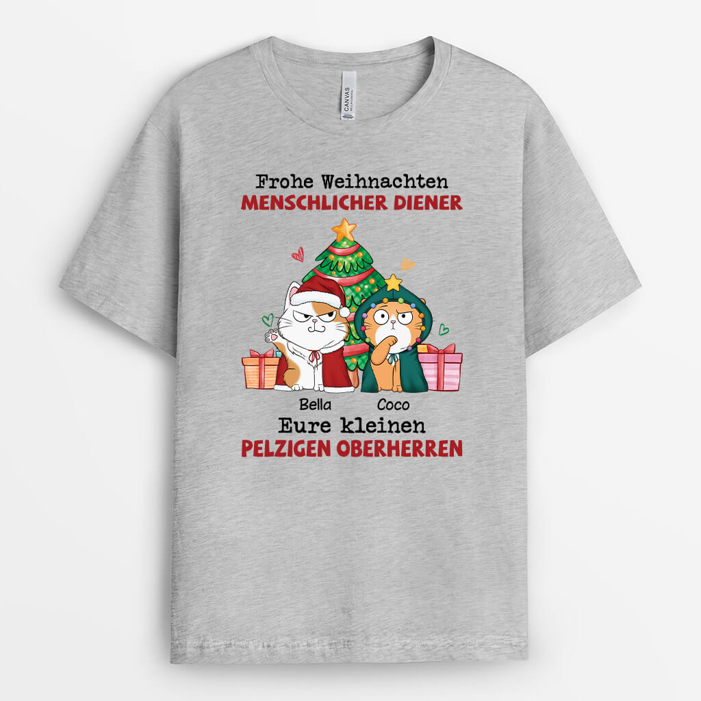 Schnurrige Weihnachten Mein Menschlicher Diener - Personalisiertes Geschenk | T-shirt für Katzenliebhaber