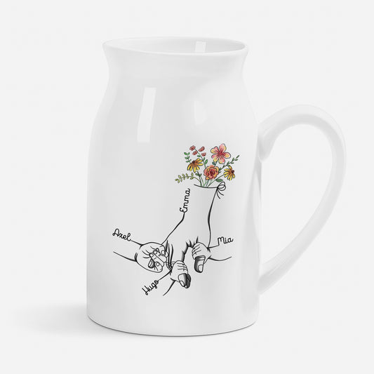 1672OGE1 hand in hand blumen personalisiertes geschenk  keramik vase oma  mama 1672o6p5a