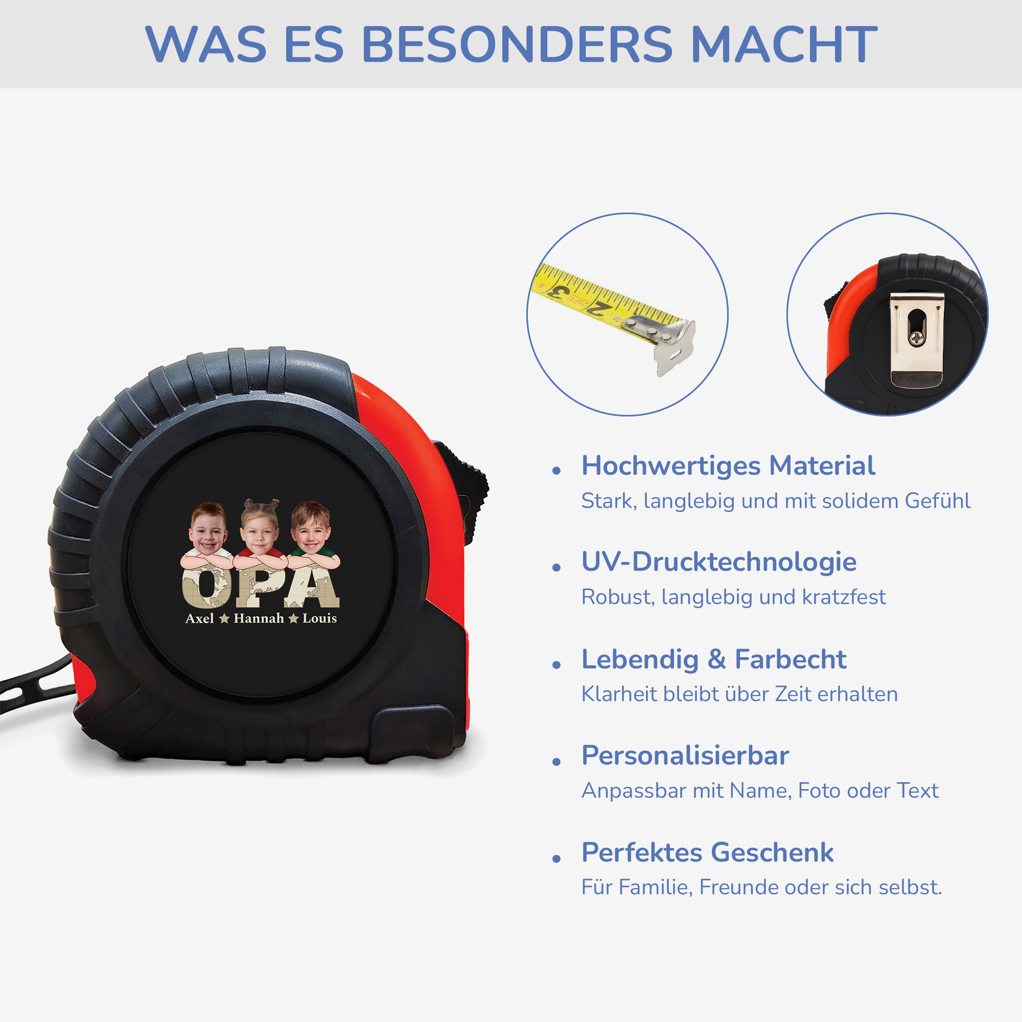 1717OGE3 papa kinder mit gesicht massband personalisiert papa 1717OKHB
