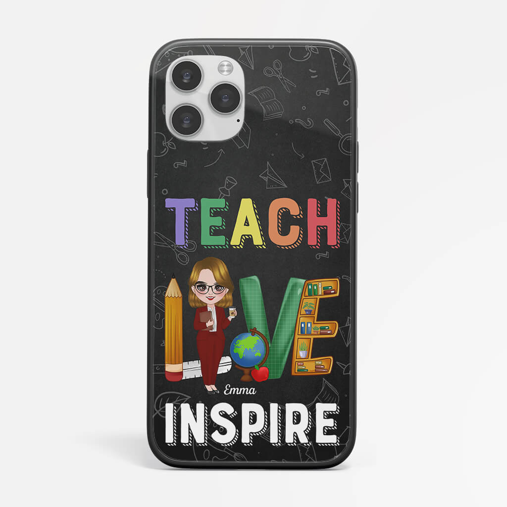 Lehre Liebe Inspirieren - Personalisiertes Geschenk | Handyhülle für Lehrerinnen