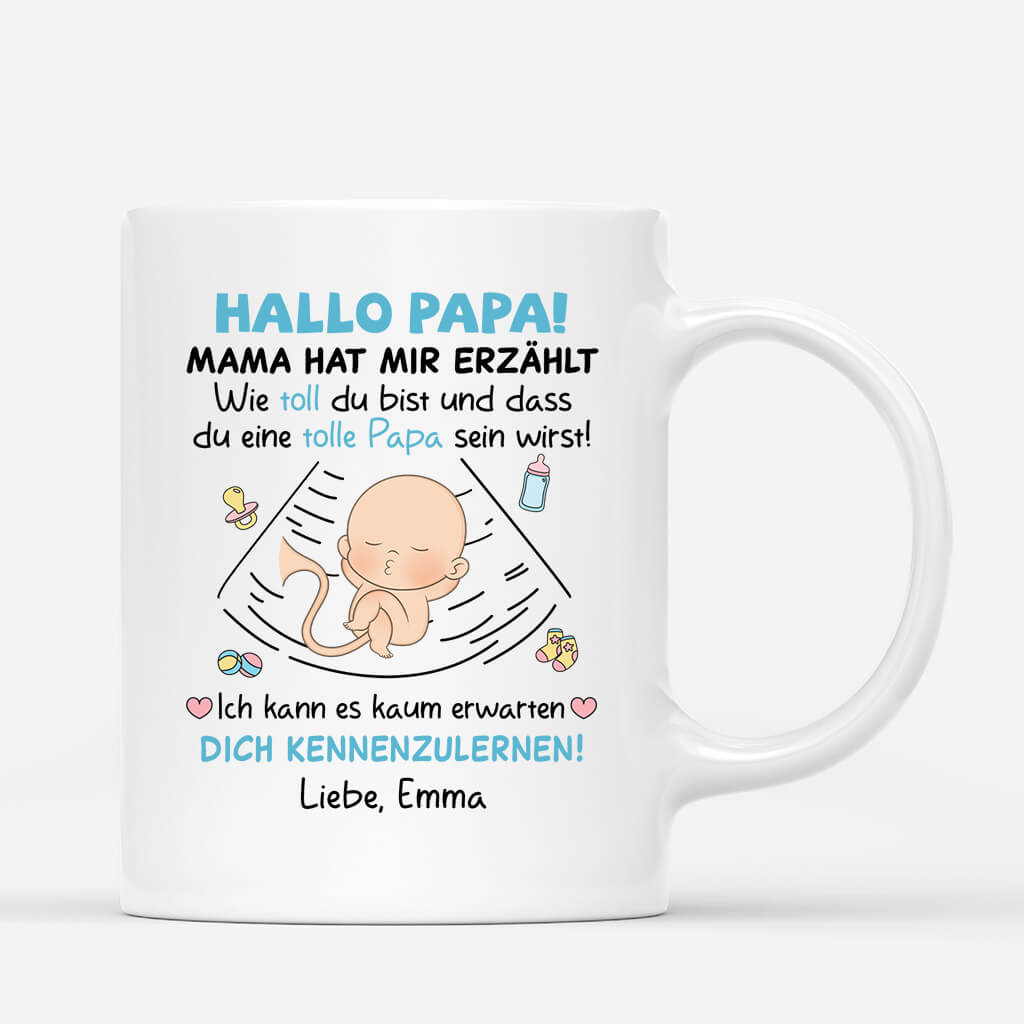 Liebe Grüße aus dem Babybauch - Personalisiertes Geschenk | Tasse für Papas