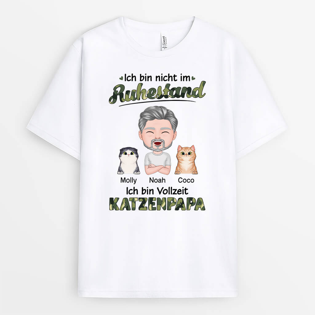 Ich Bin Nicht Im Ruhestand, Ich Bin Eine Vollzeit-Katzenmama/Katzenpapa - Personalisiertes Geschenk | T-shirt für Tierliebhaber