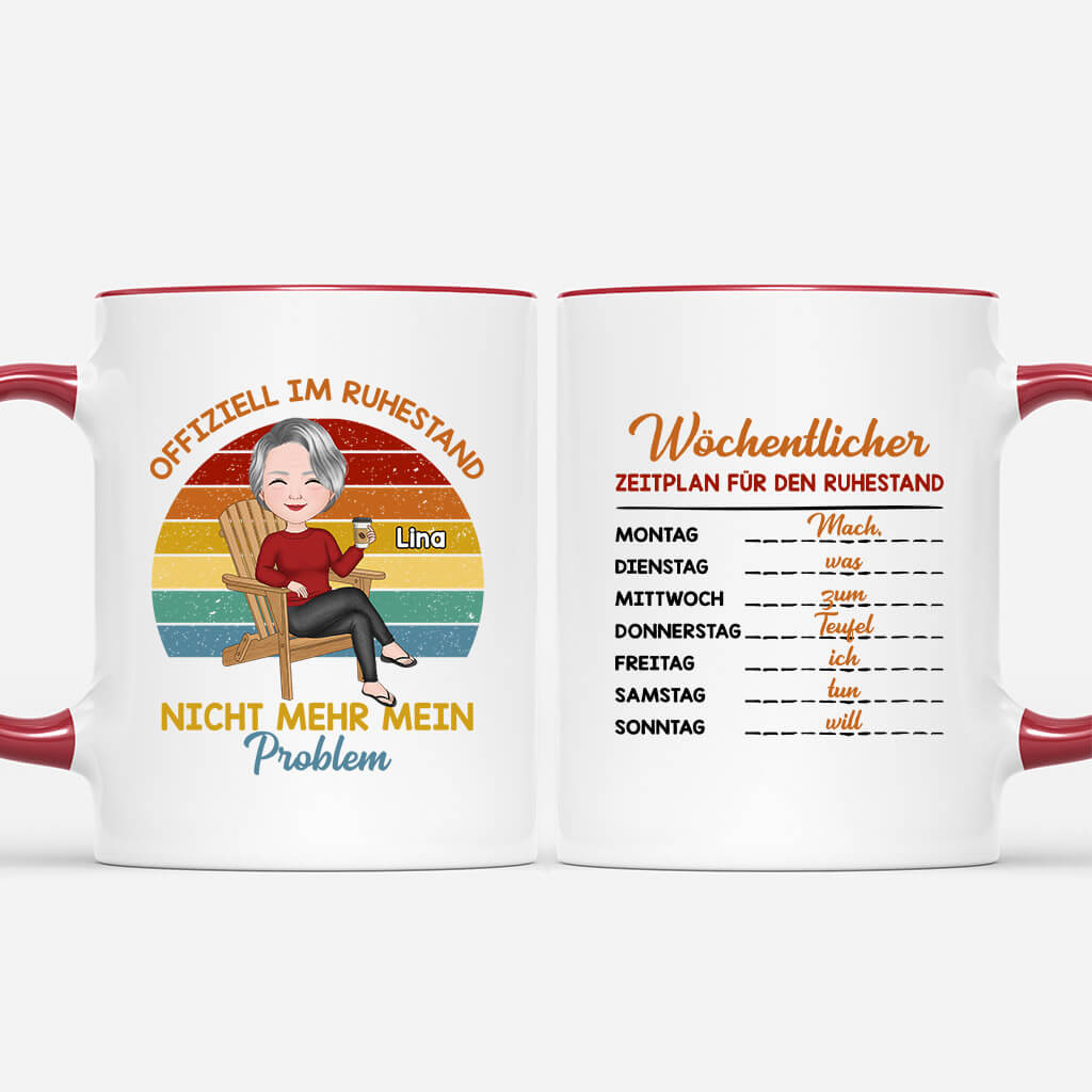 Rente Wochenplan - Personalisiertes Geschenk | Tasse für Großeltern