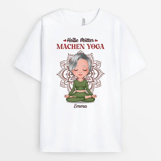 1908AGE1 personalisiertes heisse mutter machen yoga t shirt